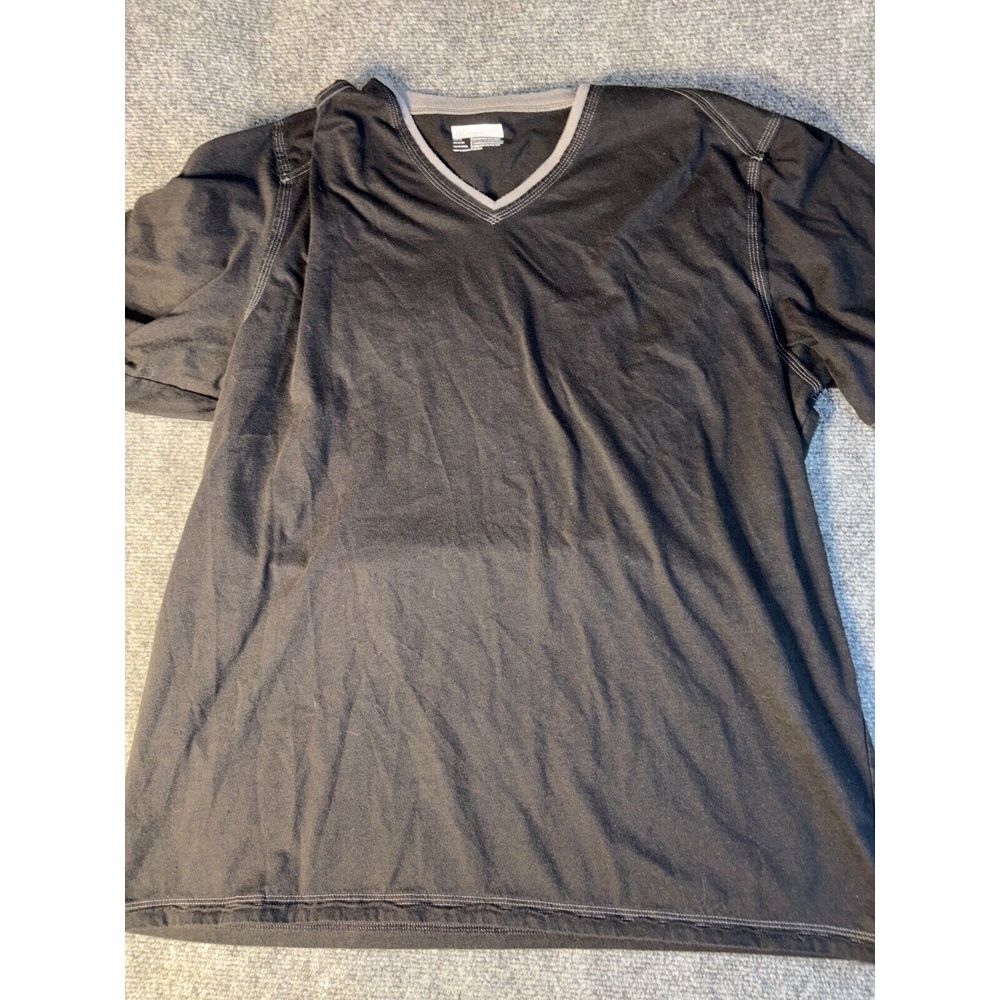 INC International Concepts Shirt Men XL Black Cotton Short Sleeve V Neck Regular